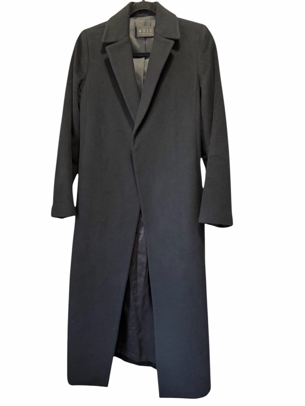 MOJO Nylon-Cashmere Long Coat – Black M CASHMERE NYLON Wool BLEND PREPPY KOREA